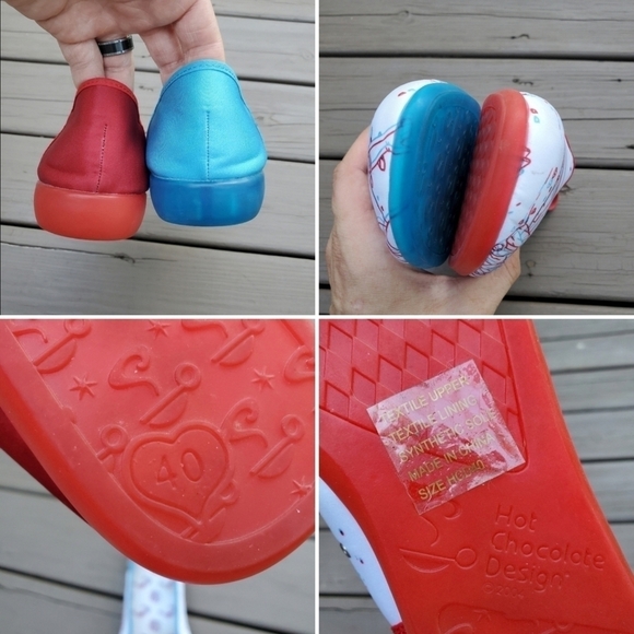 Chocolaticas 3D 3 Dimension Red Blue Hot Chocolate Designs Retro Slip-On Flats - Picture 8 of 10